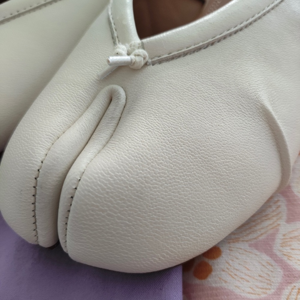 Maison Martin Margiela White Tabi Slip-On Loafers with Tan Strap - Picture 2 of 5